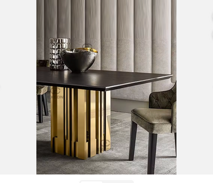 Luxury Marble Dining Table – Italian Style Rectangular Table with Stainless Steel Base