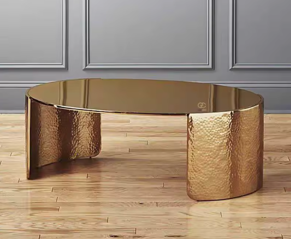 Luxury Italian Gold Metal Coffee Table – Oval Designer Living Room Centrepiece