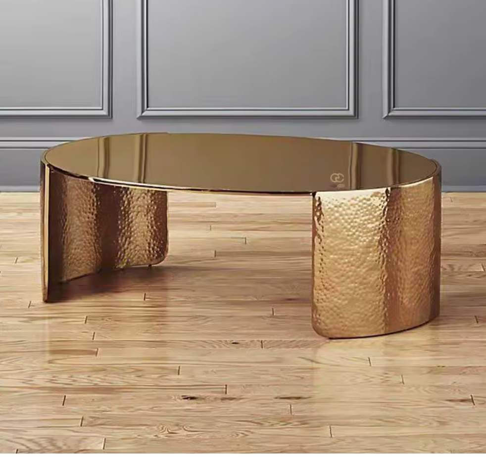 Luxury Italian Gold Metal Coffee Table – Oval Designer Living Room Centrepiece