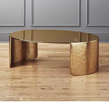 Luxury Italian Gold Metal Coffee Table – Oval Designer Living Room Centrepiece
