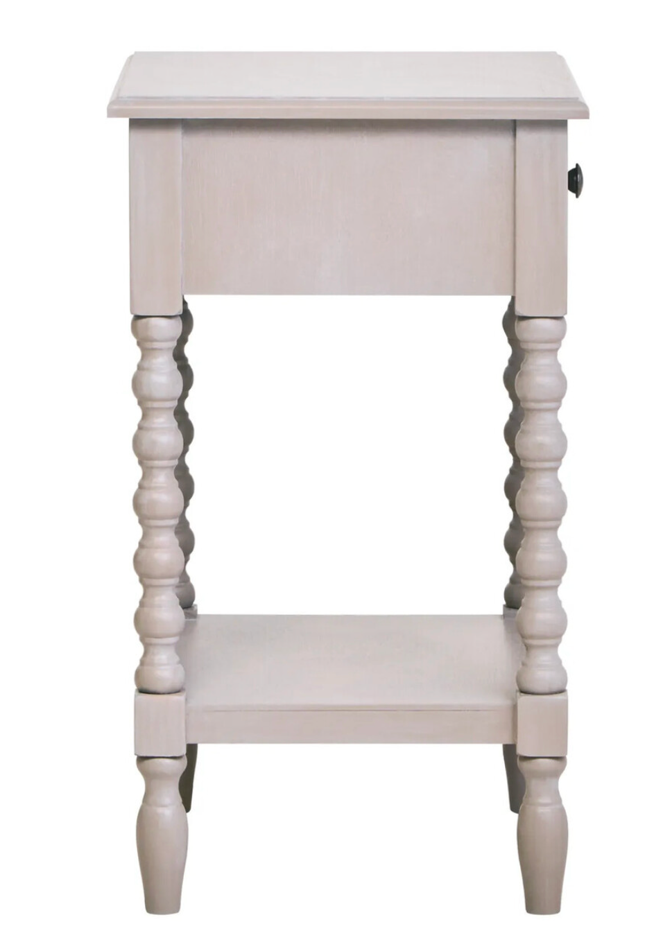 Heritage Grey Wood Side Table | One Drawer & Bobble Legs