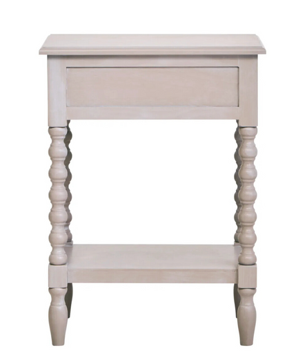Heritage Grey Wood Side Table | One Drawer & Bobble Legs