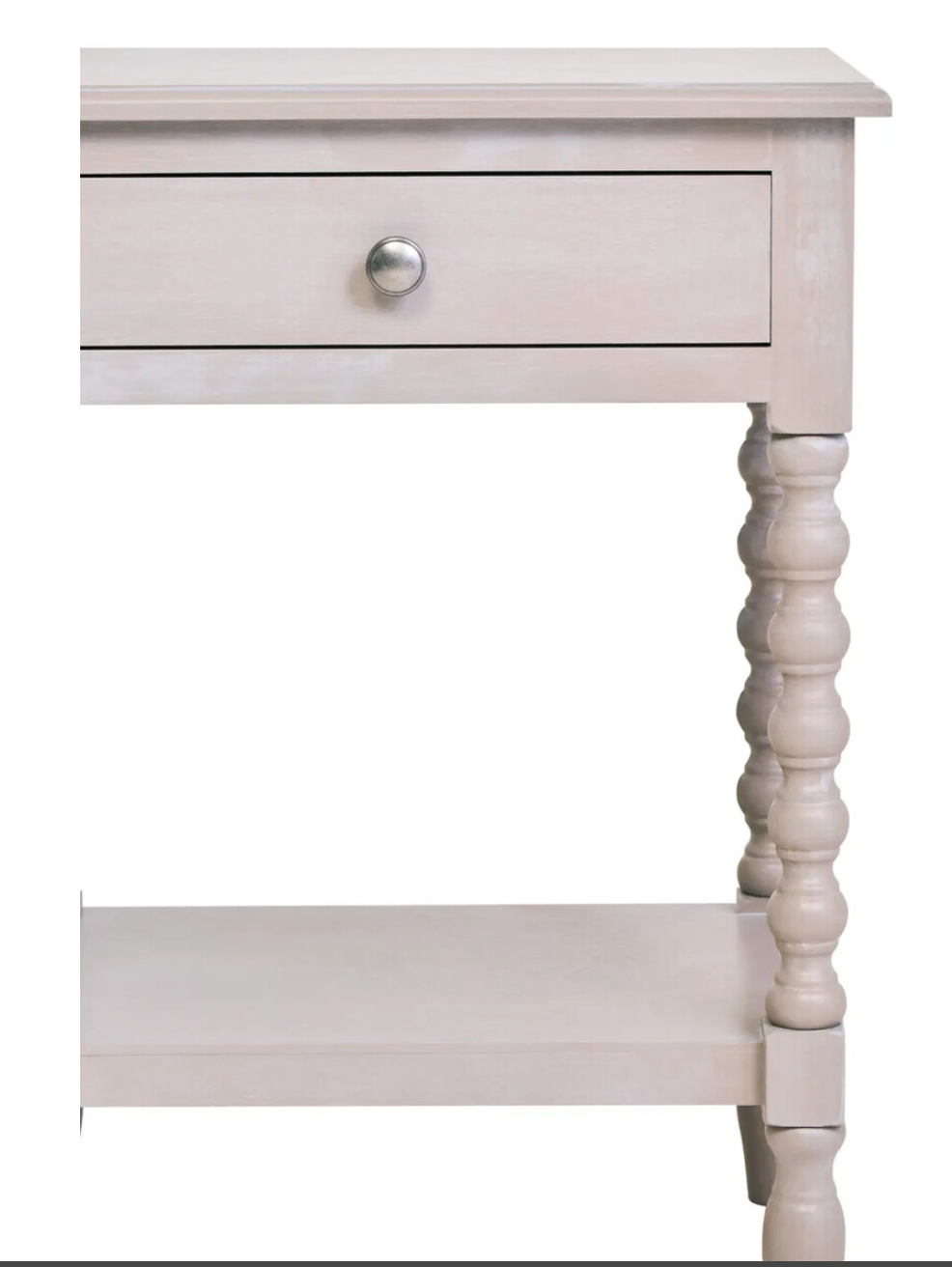 Heritage Grey Wood Side Table | One Drawer & Bobble Legs