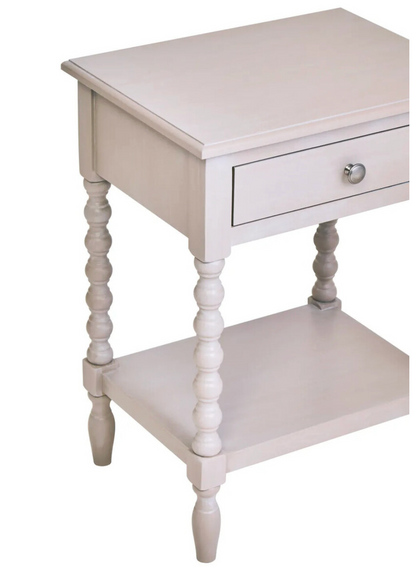 Heritage Grey Wood Side Table | One Drawer & Bobble Legs