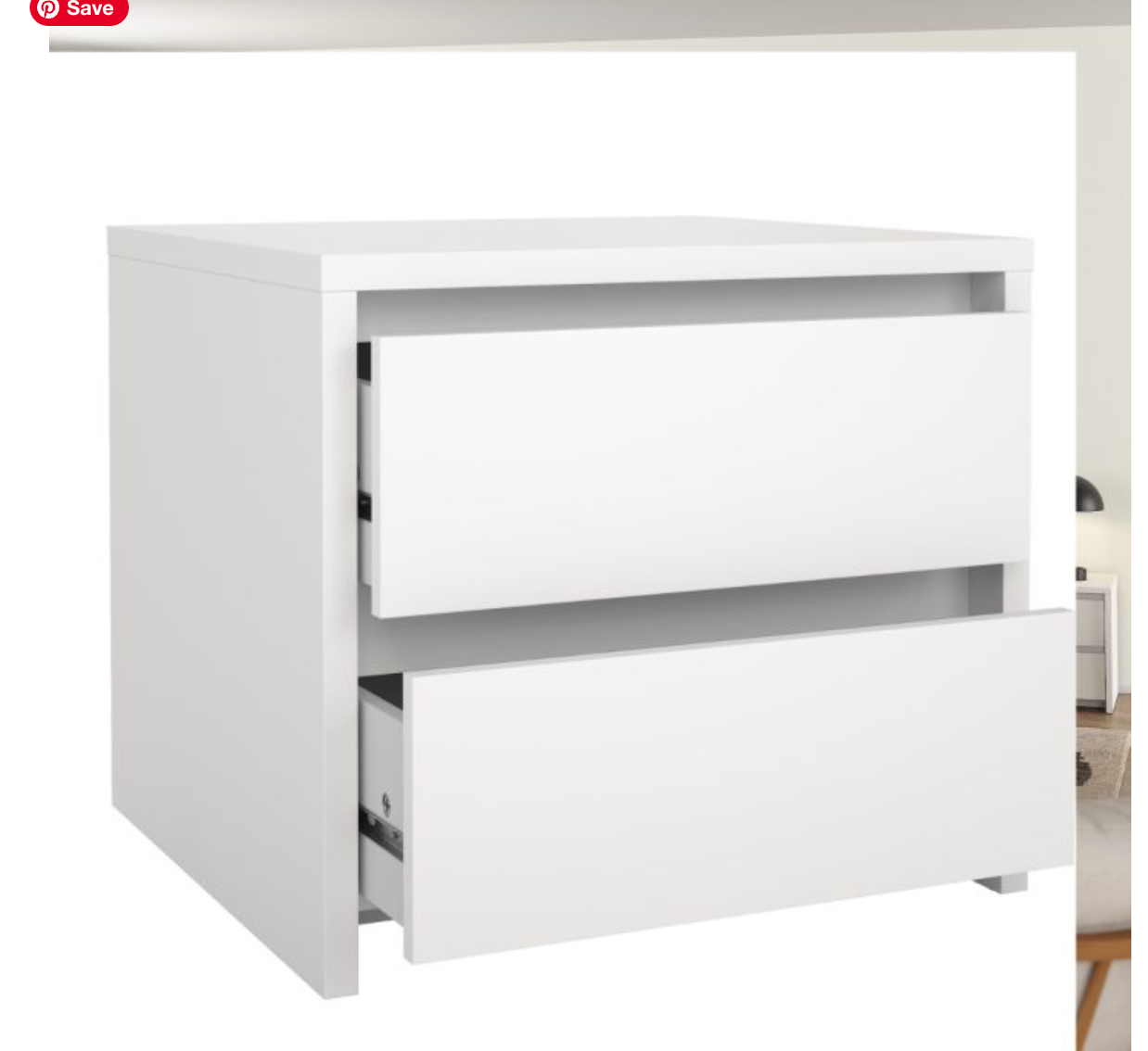 Next Nightstand – 2 Drawer Bedside Table | White