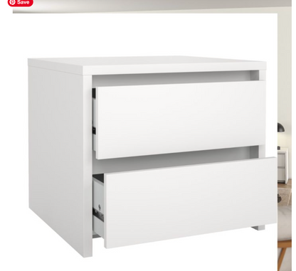 Next Nightstand – 2 Drawer Bedside Table | White