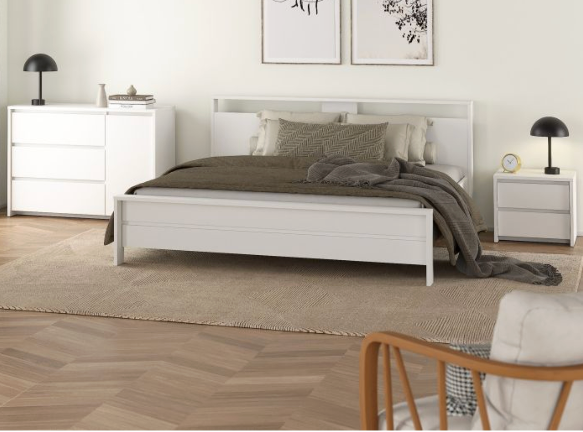 Next Nightstand – 2 Drawer Bedside Table | White