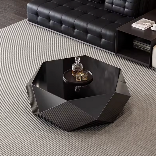 Luxury Geometric Gold Coffee Table – Modern Italian Designer Center Table for Living Room Décor