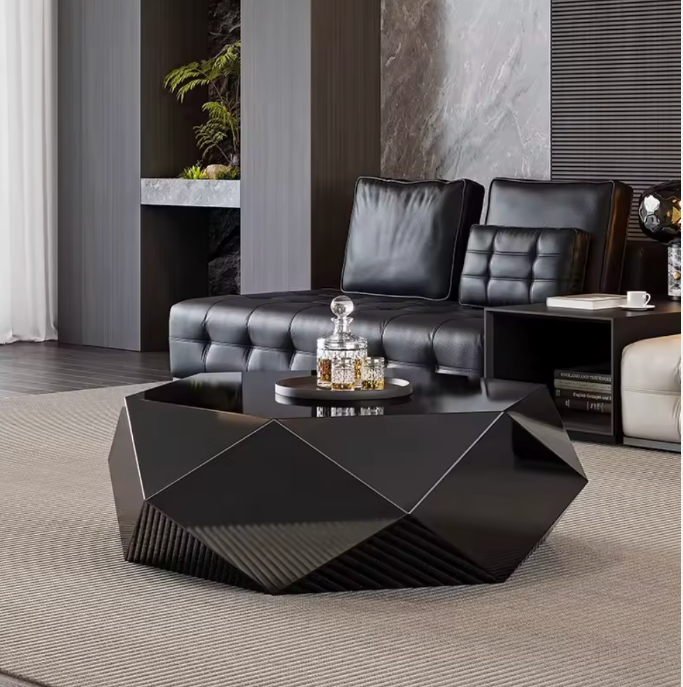 Luxury Geometric Gold Coffee Table – Modern Italian Designer Center Table for Living Room Décor