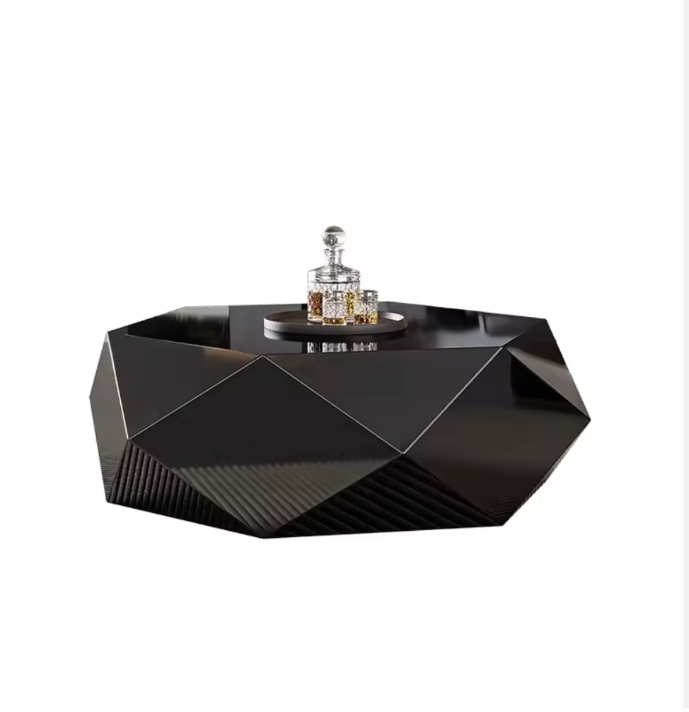 Luxury Geometric Gold Coffee Table – Modern Italian Designer Center Table for Living Room Décor