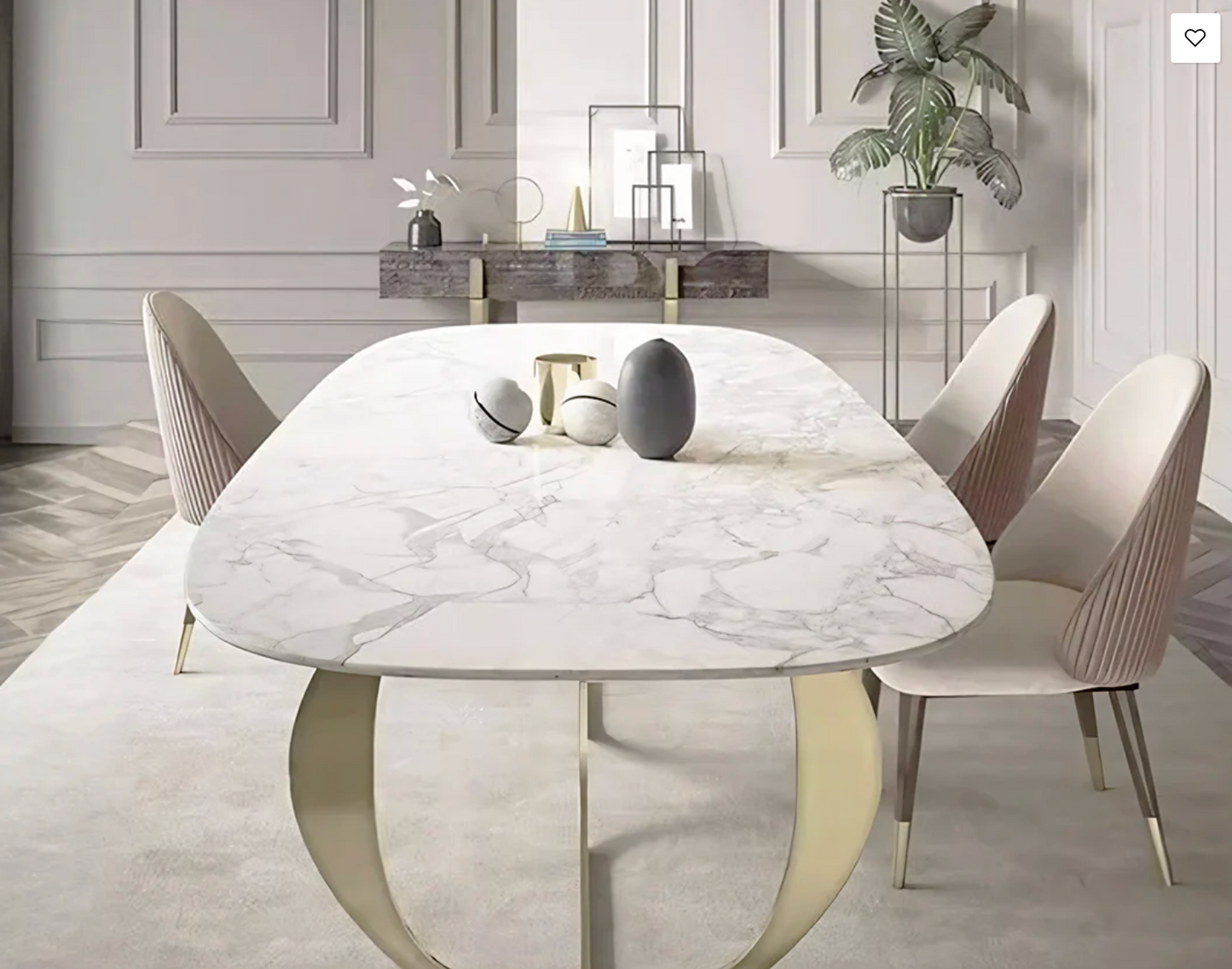 Golden Marble Dining Table Set