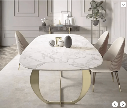Golden Marble Dining Table Set