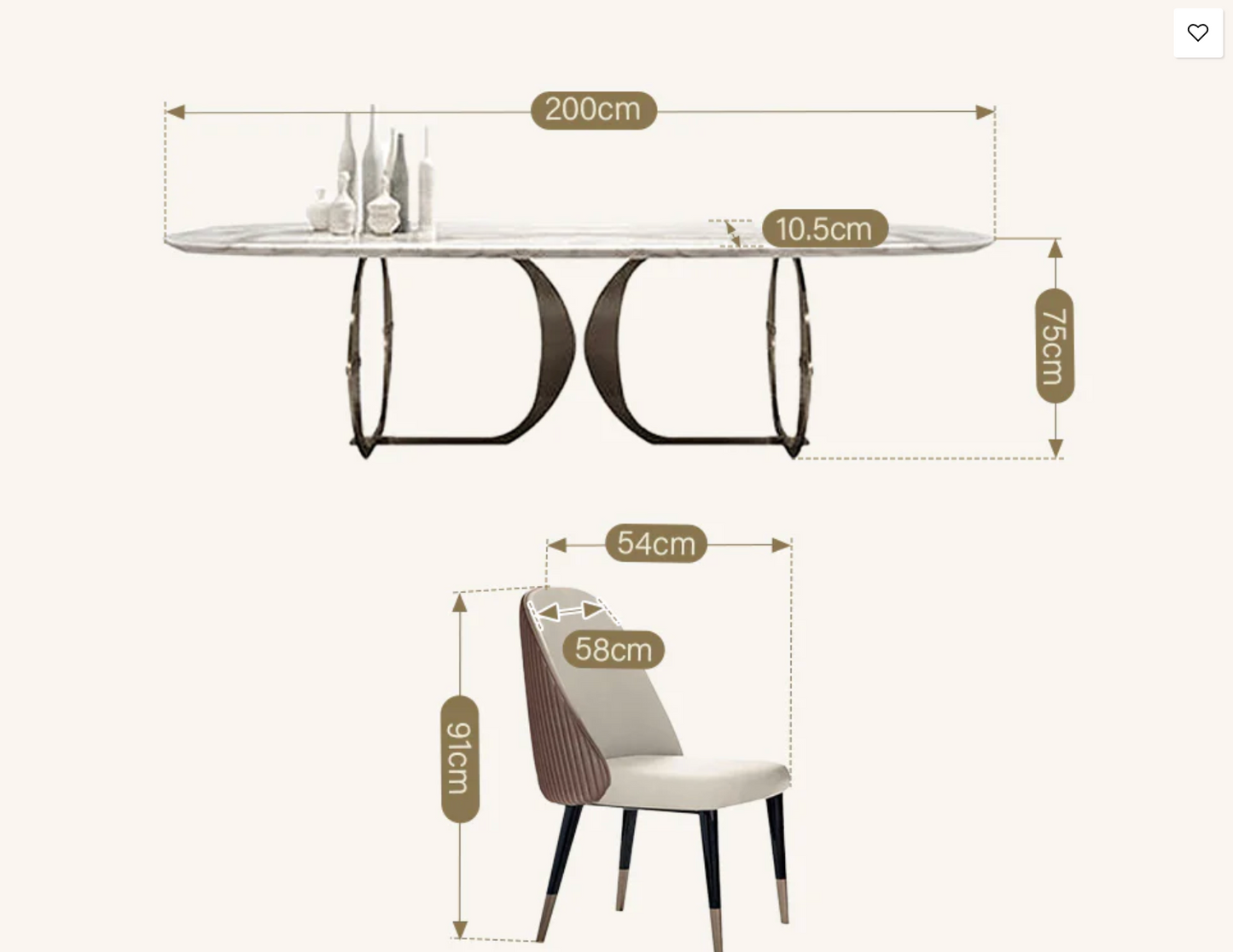 Golden Marble Dining Table Set