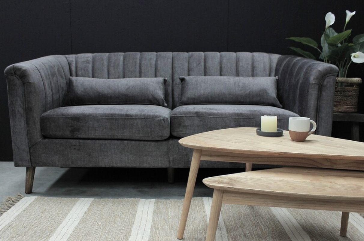Monza Velvet 3 Seater  Sofa in Graphite