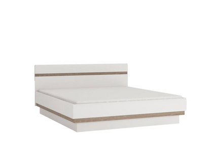 Chelsea Kingsize Ottoman Storage Bed – White Gloss Bed Frame with Oak Trim 160x200cm