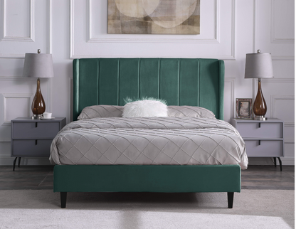 Amelia 4'6" Bed - Green Velvet Fabric