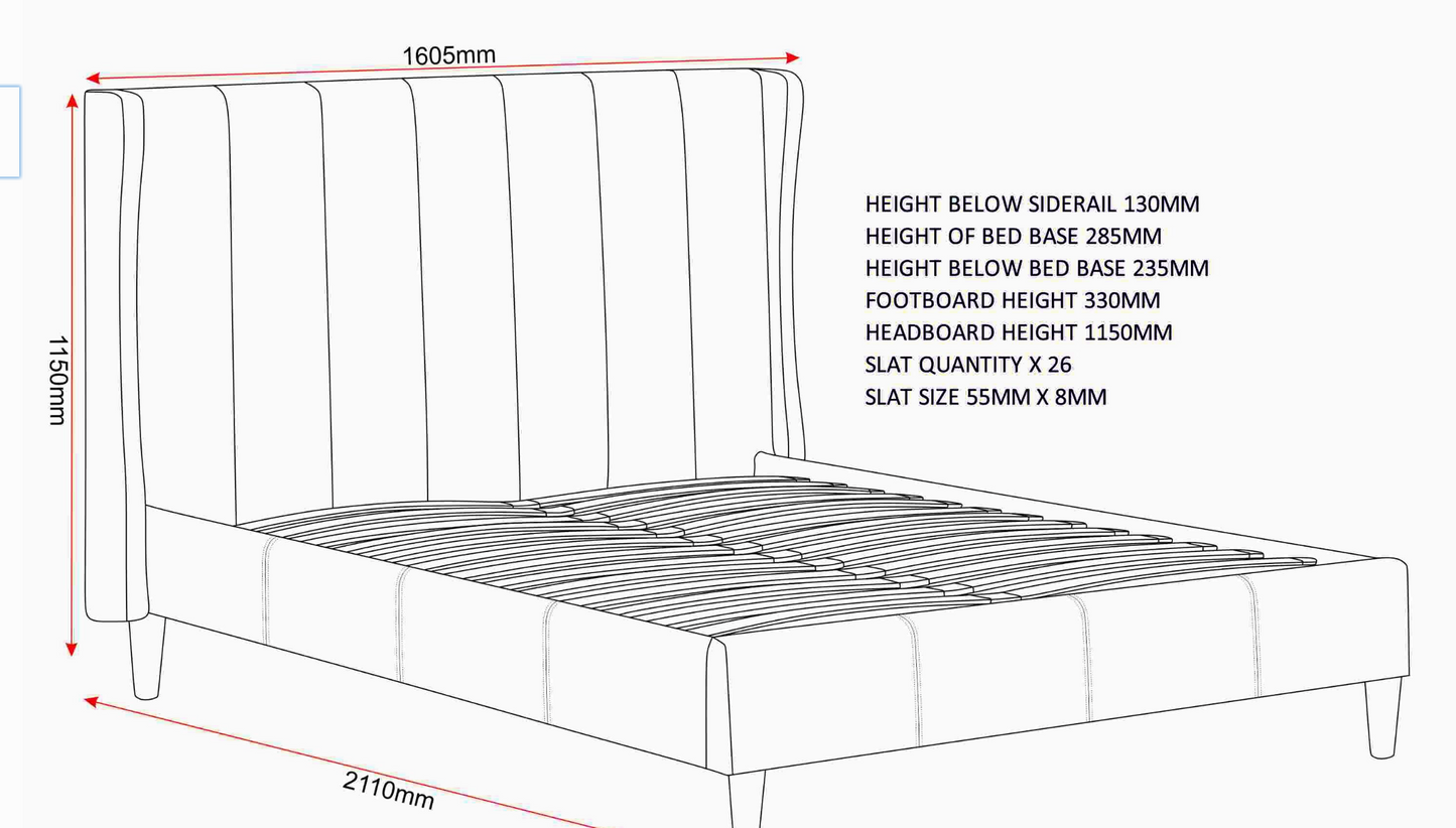 Amelia 4'6" Bed - Green Velvet Fabric