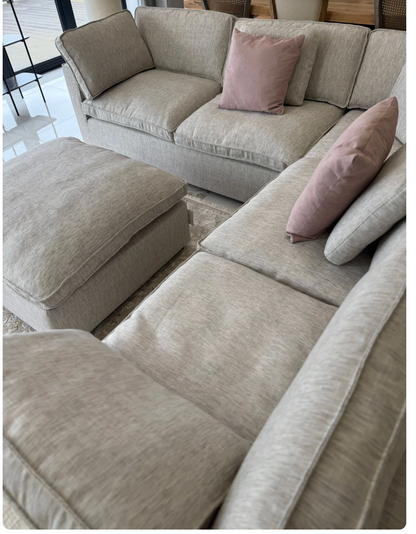 Santorini Sofa Grey Large Corner with Footstool