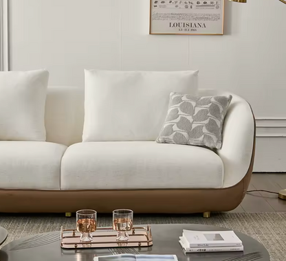 Luxury Modern 2-Seater Fabric Sofa – Brown & White (2410 × 1010 × 765 mm)