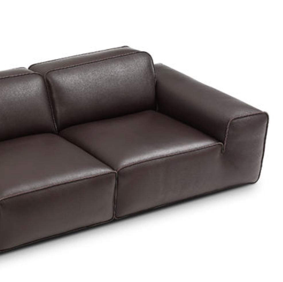 Modern Black Genuine Leather Sectional Sofa – 3–4 Seater Luxury Living Room Suite (3500 × 1200 × 780 mm)