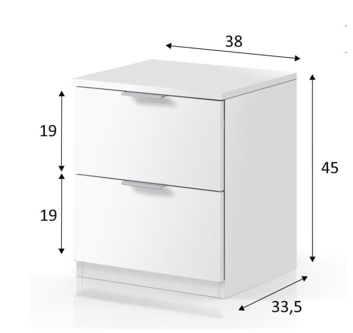 Nina 2 Drawer Bedside Cabinet Artic White