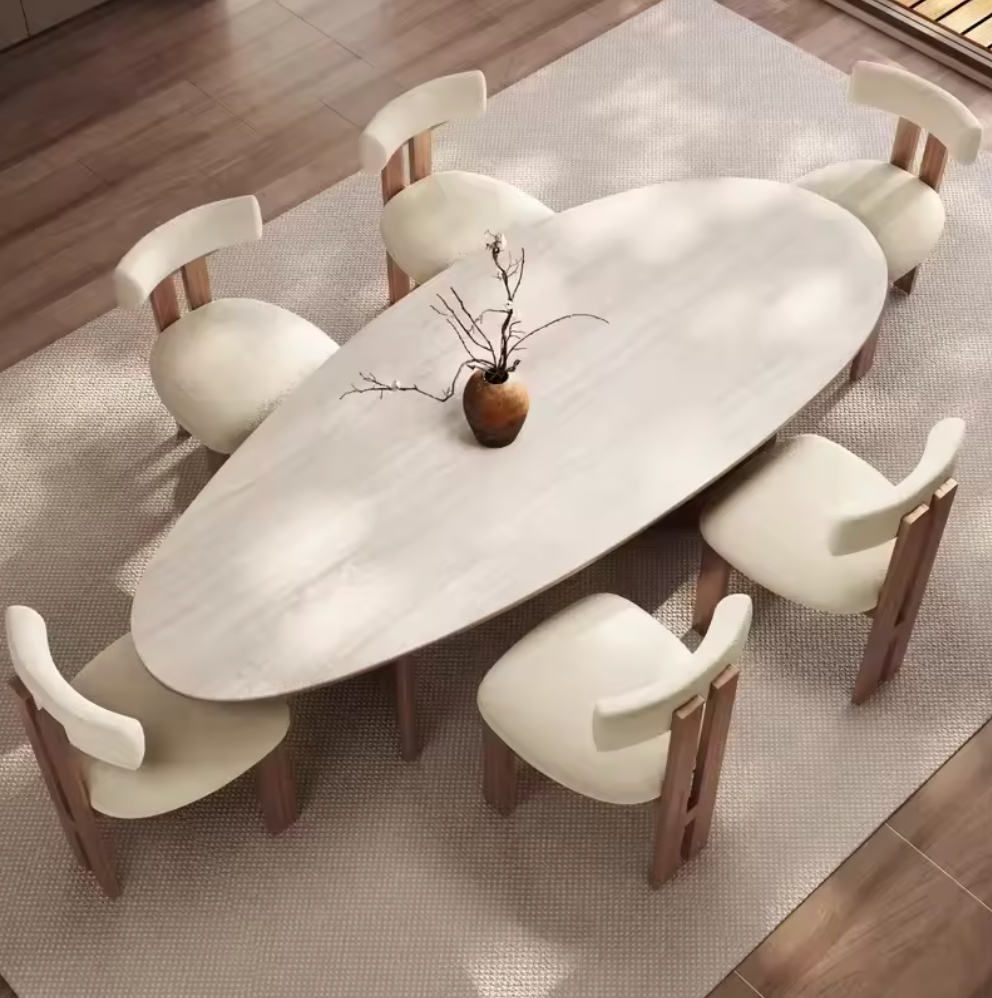 Modern Nordic Marble Dining Table Set with 6 Luxury Chairs |1800mm