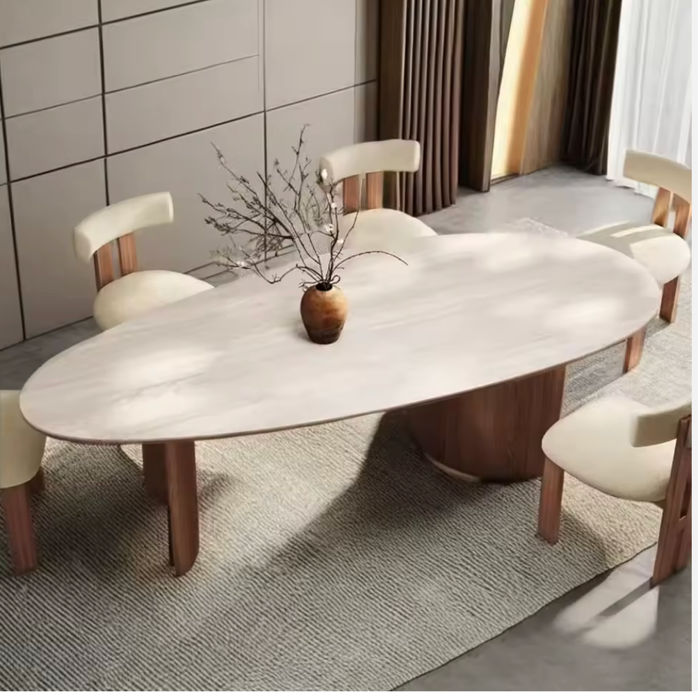 Modern Nordic Marble Dining Table Set with 6 Luxury Chairs |1800mm