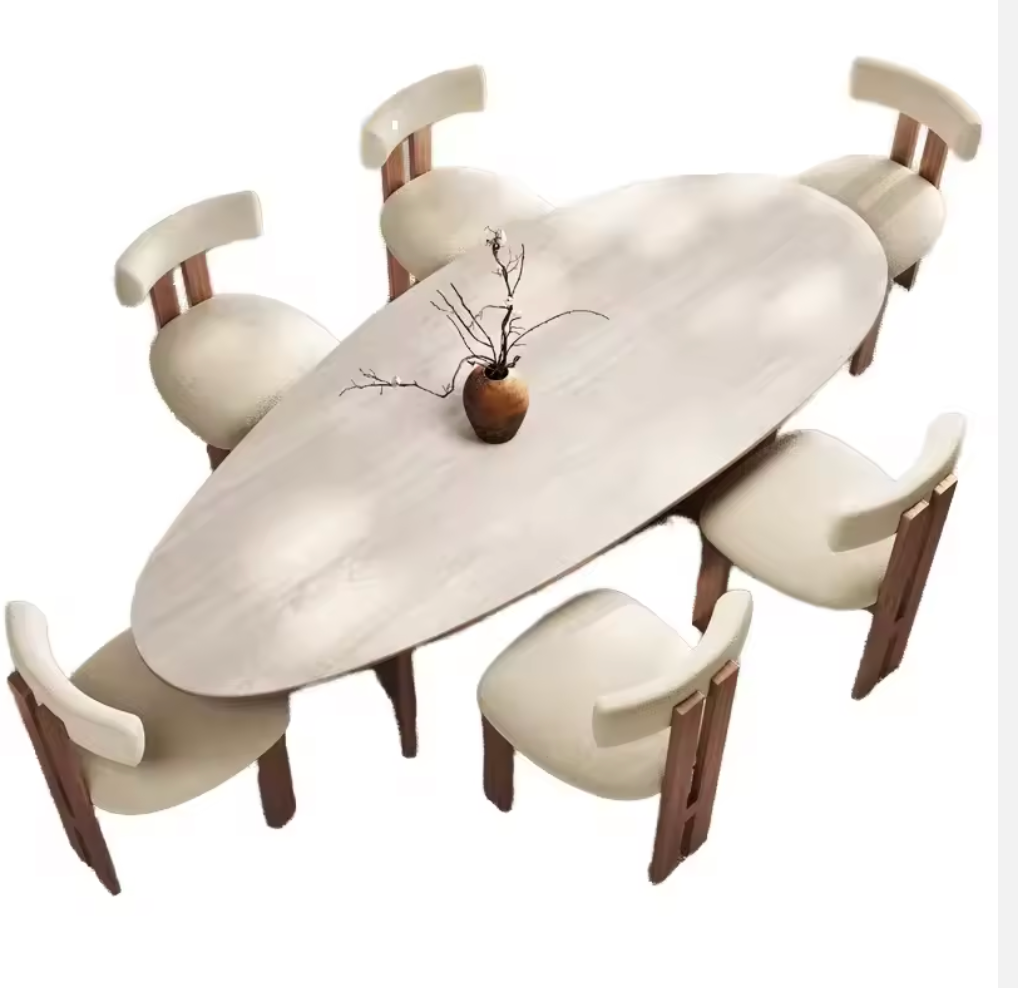 Modern Nordic Marble Dining Table Set with 6 Luxury Chairs |1800mm