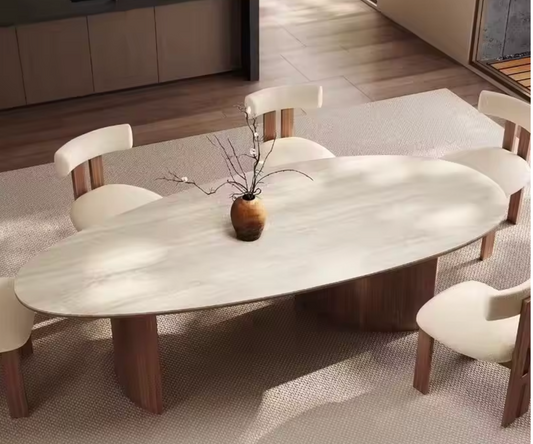 Modern Nordic Marble Dining Table Set with 6 Luxury Chairs |1800mm