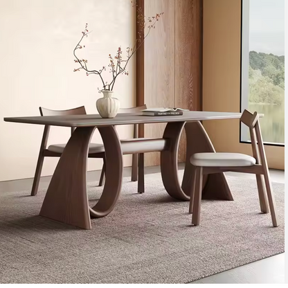 Modern Luxury Wooden Dining Table with Sintered Stone Top 1800mm