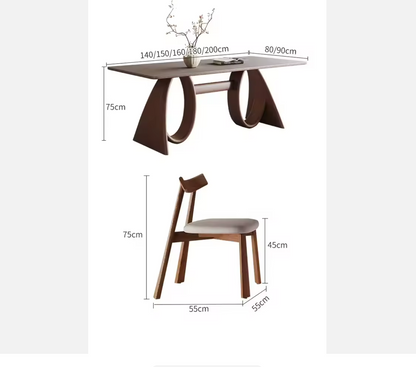 Modern Luxury Wooden Dining Table with Sintered Stone Top 1800mm