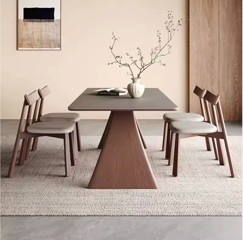 Modern Luxury Wooden Dining Table with Sintered Stone Top 1800mm