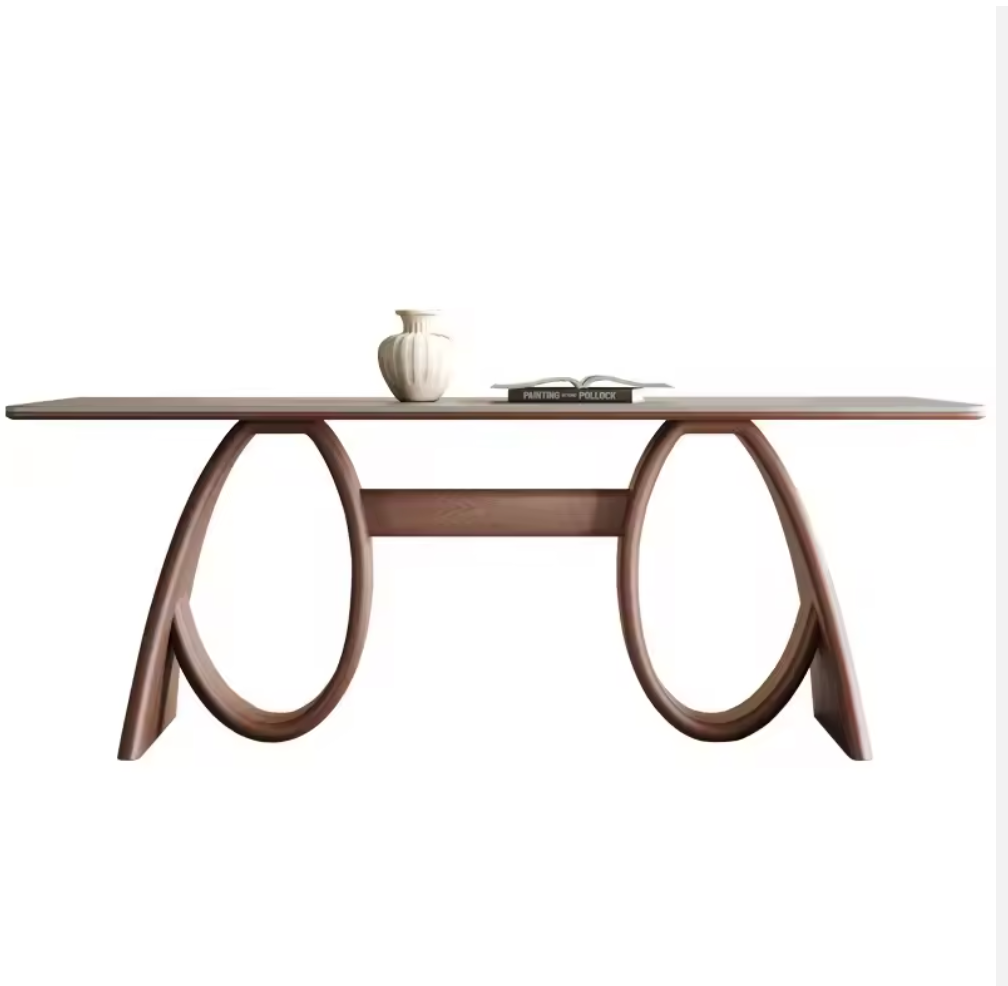 Modern Luxury Wooden Dining Table with Sintered Stone Top 1800mm