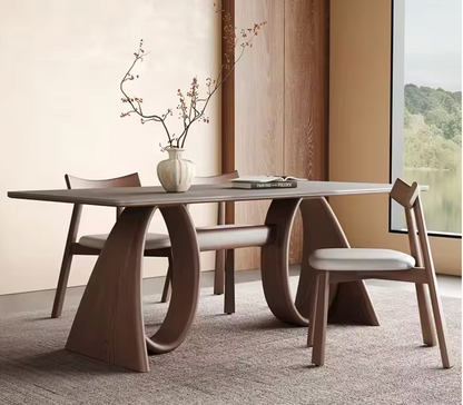 Modern Luxury Wooden Dining Table with Sintered Stone Top 1800mm