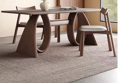 Modern Luxury Wooden Dining Table with Sintered Stone Top 1800mm