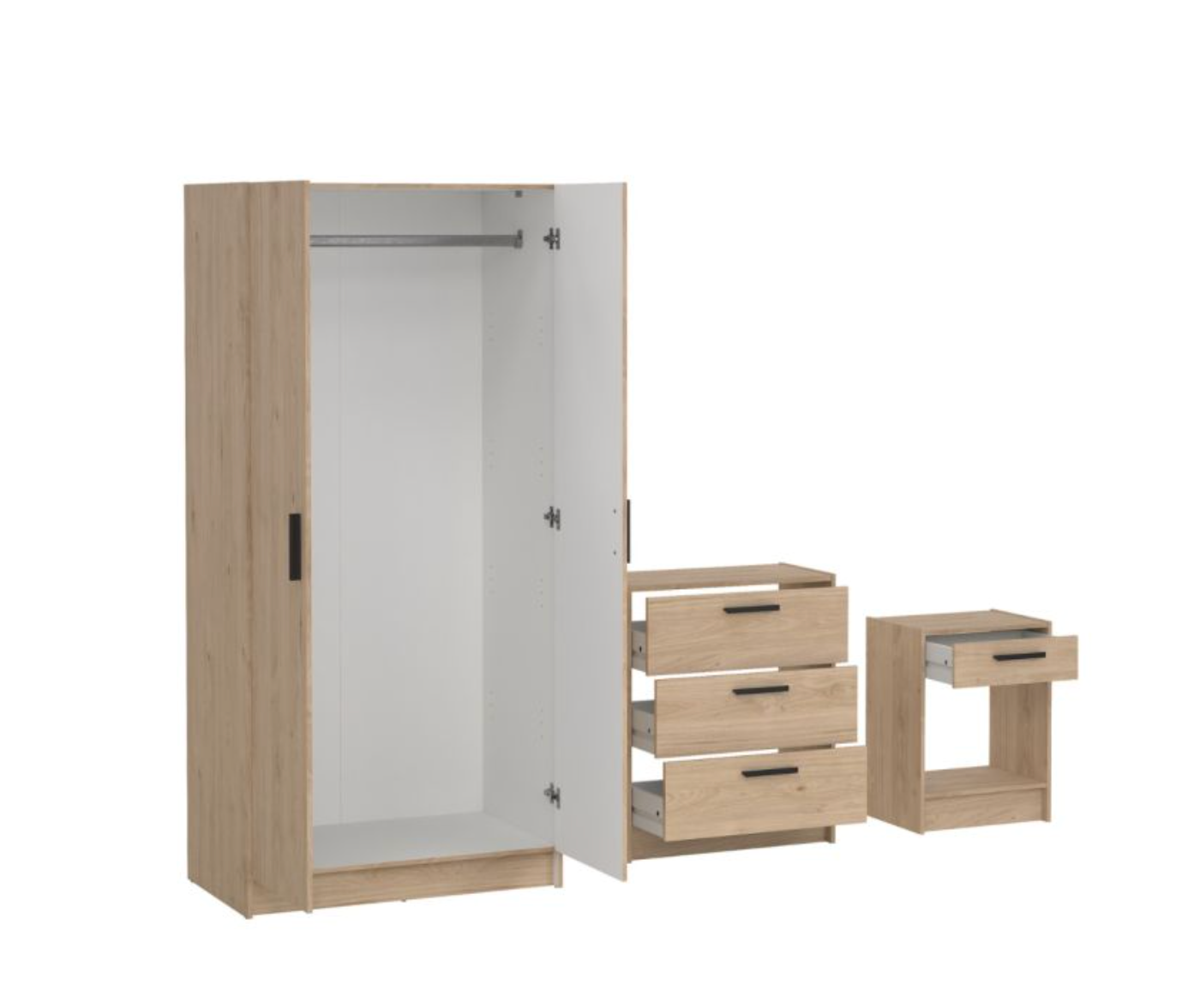 Escape Wardrobe, Chest and Nightstand in Jackson Hickory