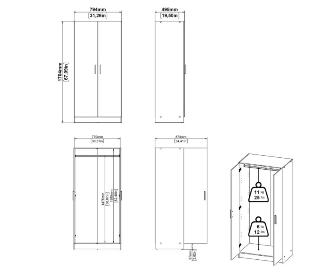 Escape Wardrobe, Chest and Nightstand in Jackson Hickory