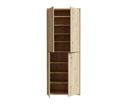 Alice Springs Shoe Cabinet with 4 Doors Push-to-Open in Artisan Oak