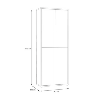 Alice Springs Shoe Cabinet with 4 Doors Push-to-Open in Artisan Oak