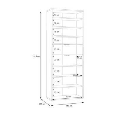 Alice Springs Shoe Cabinet with 4 Doors Push-to-Open in Artisan Oak