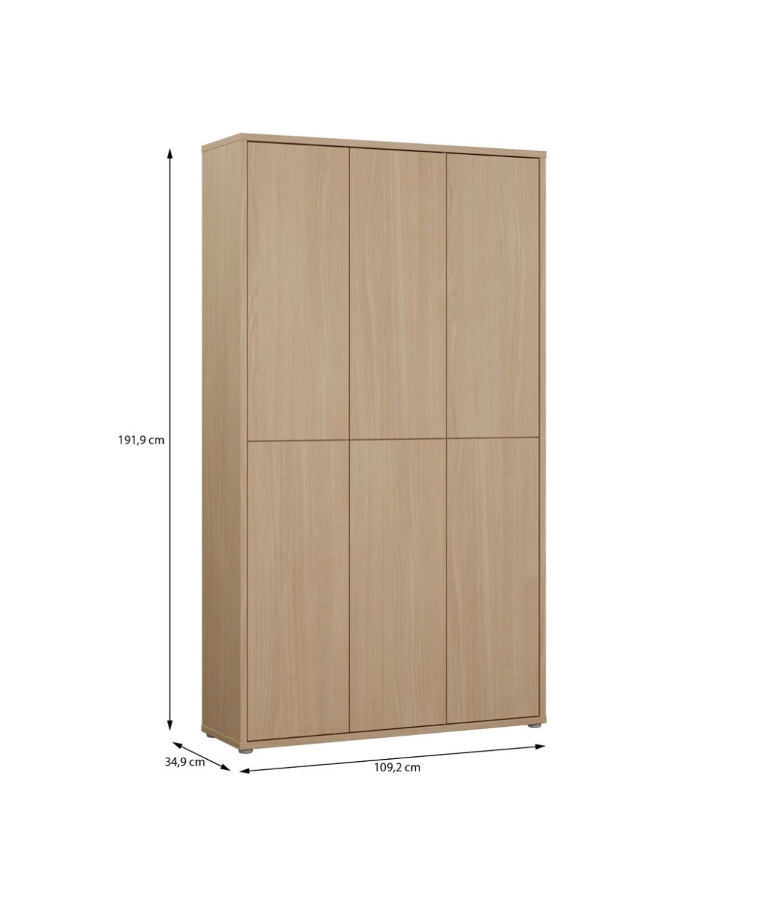 Alice Springs Tall Shoe Cabinet with 6 Doors Push-to-Open in Elegancia Oak