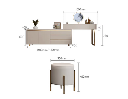 Layla Makeup Vanity Table with Storage Cabinet and Lighted Mirror