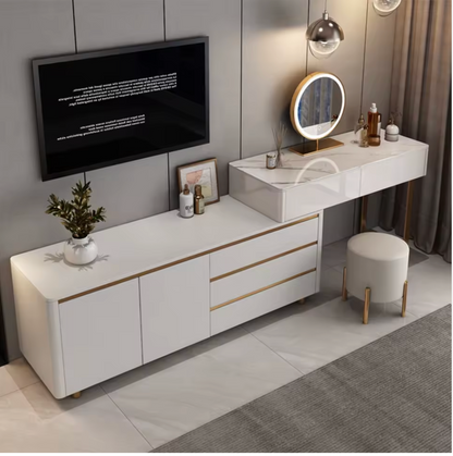 Layla Makeup Vanity Table with Storage Cabinet and Lighted Mirror