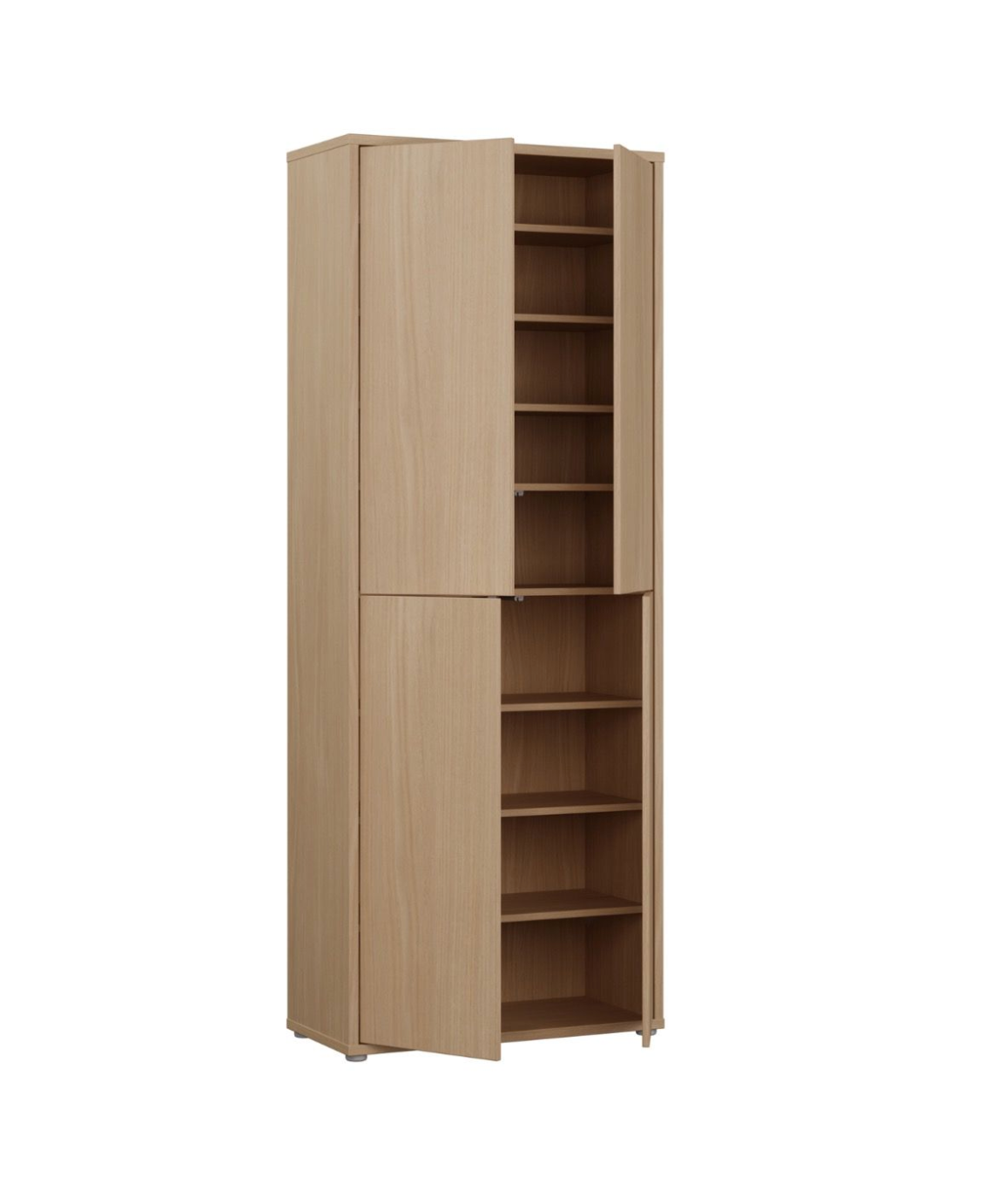 Alice Springs Tall Shoe Cabinet with 4 Doors Push-to-Open in Elegancia Oak