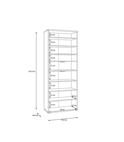 Alice Springs Tall Shoe Cabinet with 4 Doors Push-to-Open in Elegancia Oak