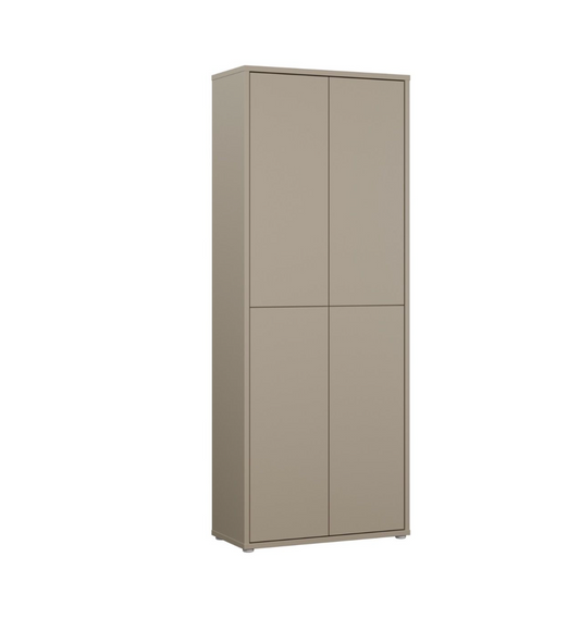 Alice Springs Tall Shoe Cabinet with 4 Doors Push-to-Open in Taupe