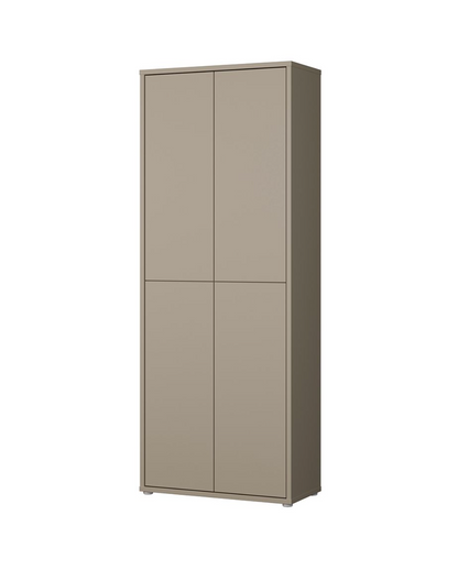 Alice Springs Tall Shoe Cabinet with 4 Doors Push-to-Open in Taupe