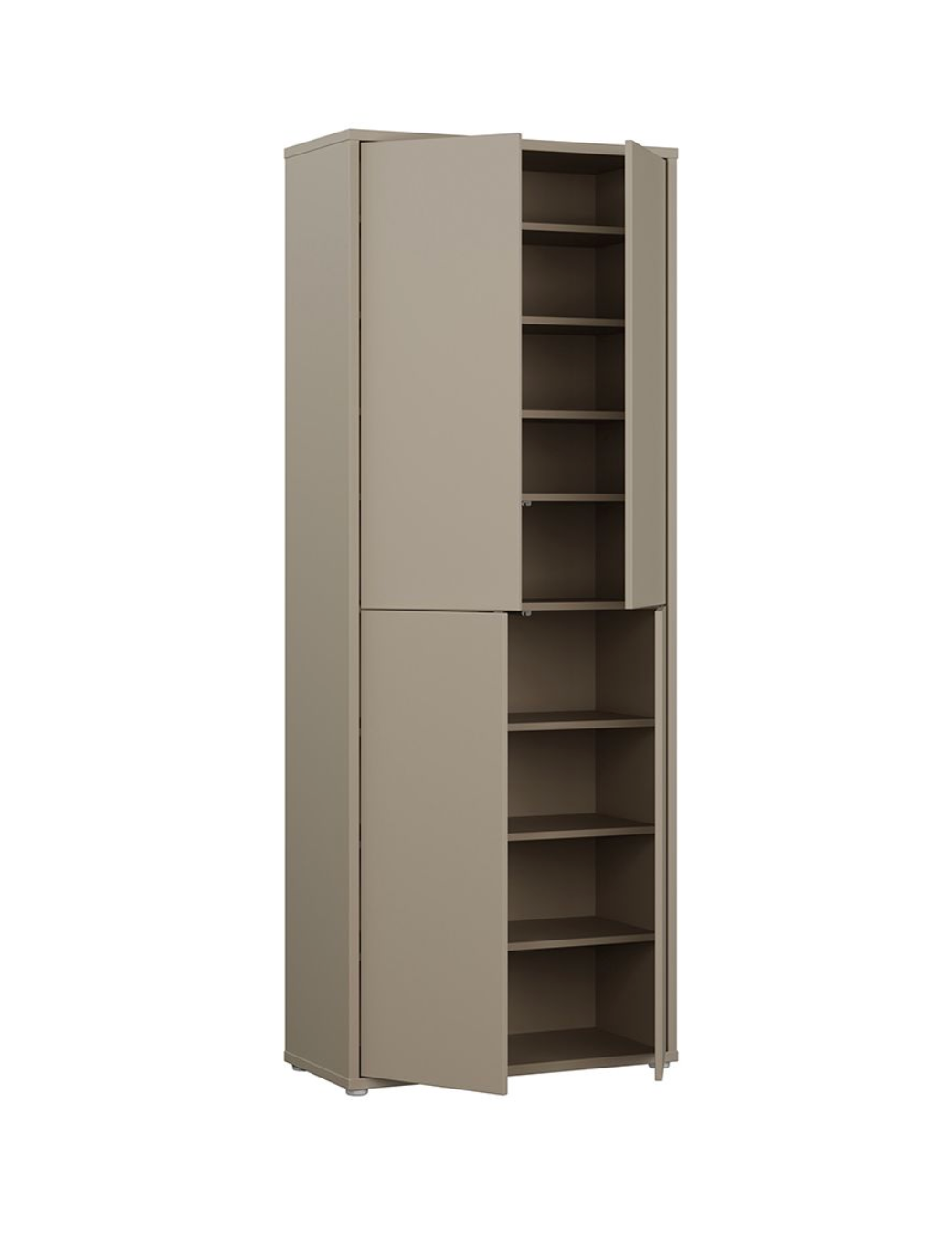 Alice Springs Tall Shoe Cabinet with 4 Doors Push-to-Open in Taupe