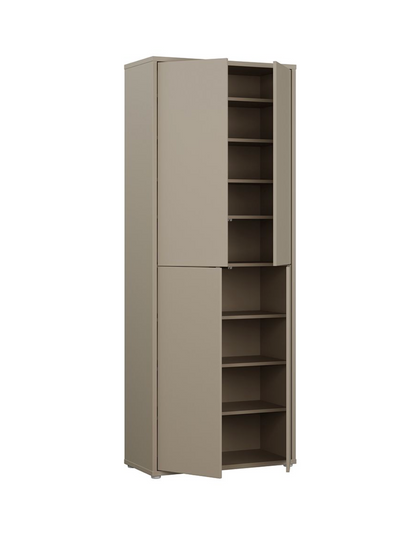Alice Springs Tall Shoe Cabinet with 4 Doors Push-to-Open in Taupe