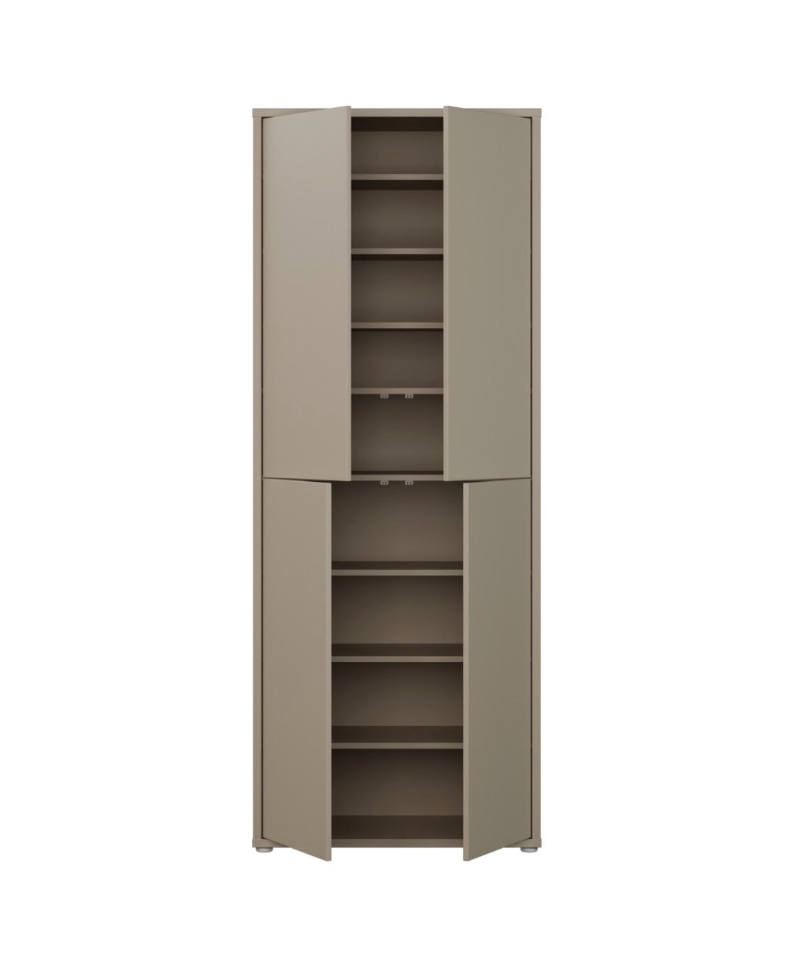 Alice Springs Tall Shoe Cabinet with 4 Doors Push-to-Open in Taupe
